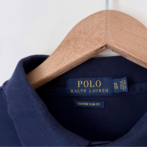 Men’s Polo Ralph Lauren Navy Long Sleeve Tee, Size XL Custom Slim Fit - Picture 3 of 8